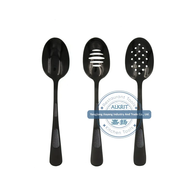 (JYKT-CS001-series) in Stock Stainless Steel 18/8 Chef Plating Sauce Spoon Set with Solid / Slotted / Perforated Bowl
