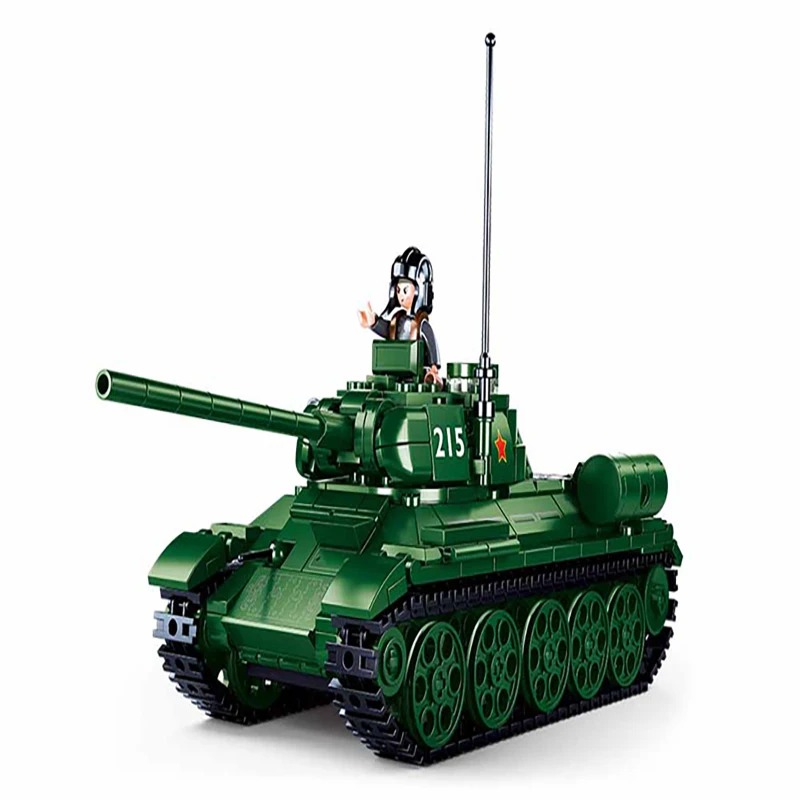 Sluban Building Blocks Military Series Army Set M38-B0982 T34-85 Tank Construction Bricks Child Educational DIY Toys