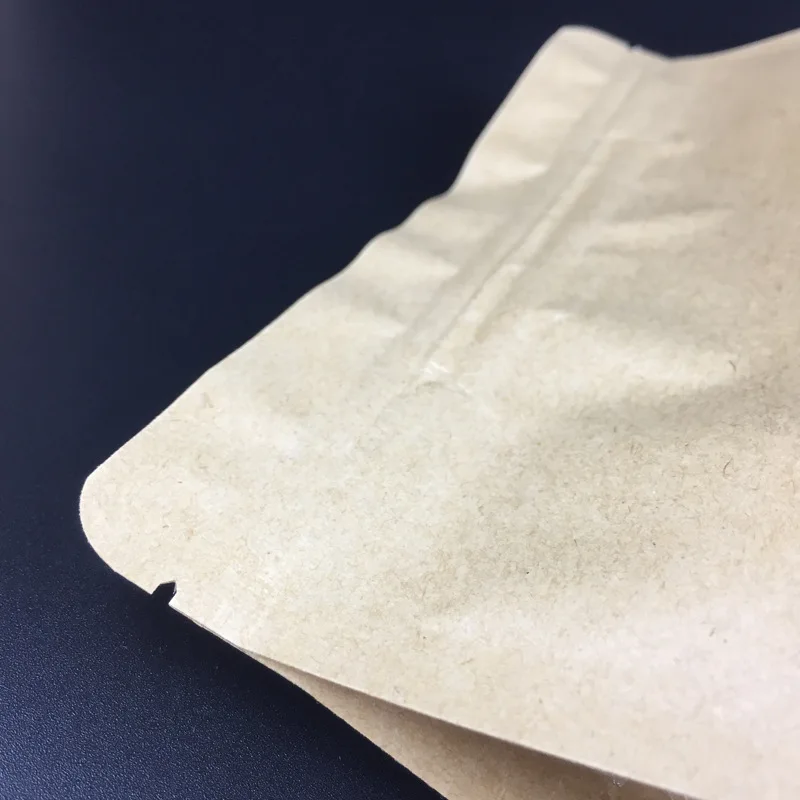 In Stock 10x20cm White Package Zip Zipper Foil Lined Brown Beans Packaging 8 Side Seal Flat Bottom Paper Kraft Bag With Window