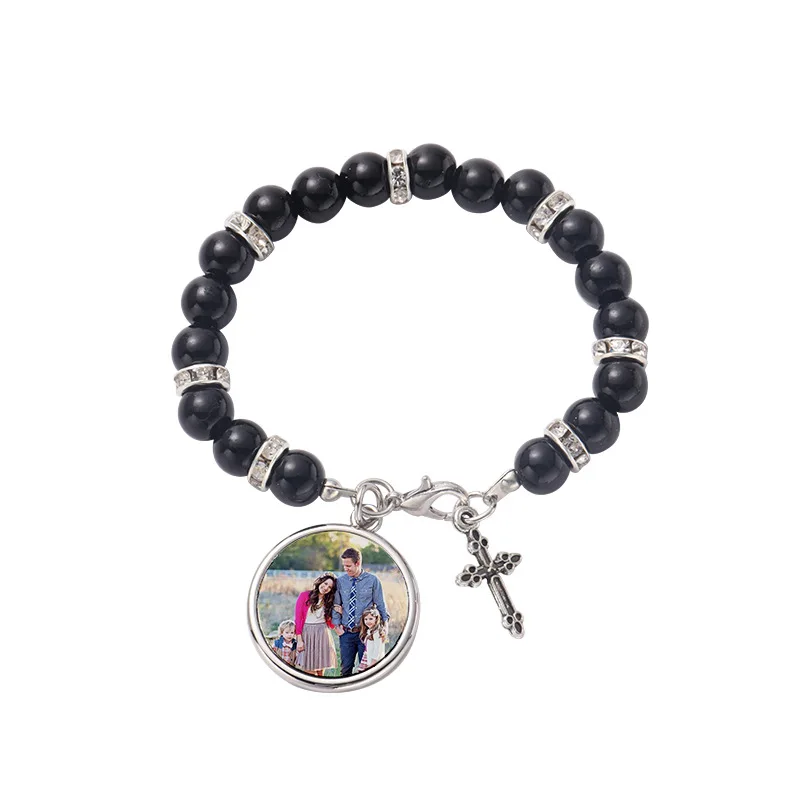 DIY Custom Cheap Factory Rosaries Religious Catholic Bracelet Rosary Bead Bracelet sublimation blank rosary bracelet
