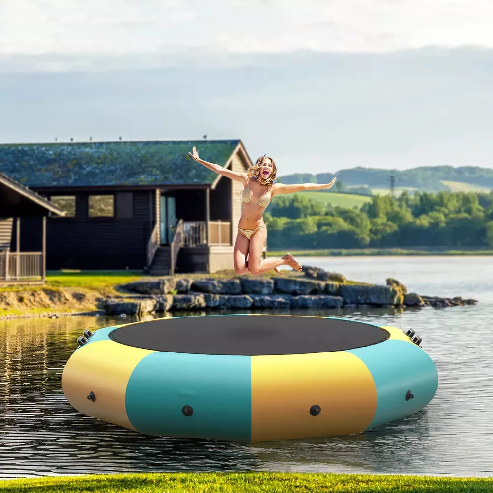 Water Trampoline 3m Diameter PVC Inflatable Bouncer Floating Inflatable Water Jumping Bed Play Equipment