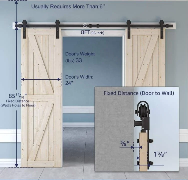 Residential Wooden Sliding Glass Barn Door Solid Wood Interior Double Timber Sliding Barn Doors