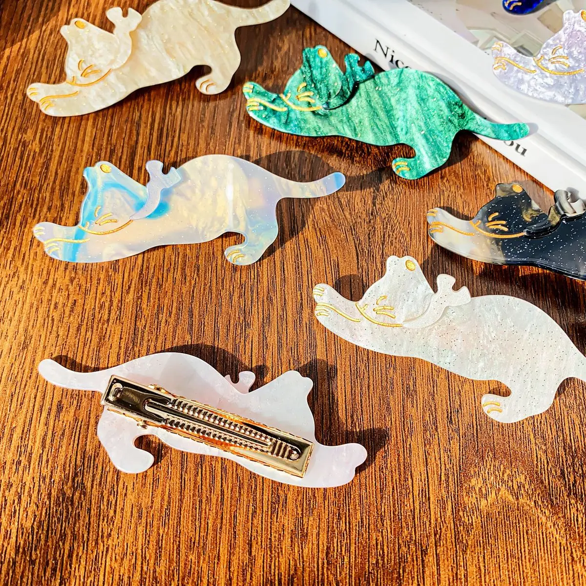 Dowell Newest Cute Style Cat Shape Sweet Kitty Design Acrylic Duckbill Clip Hairpins