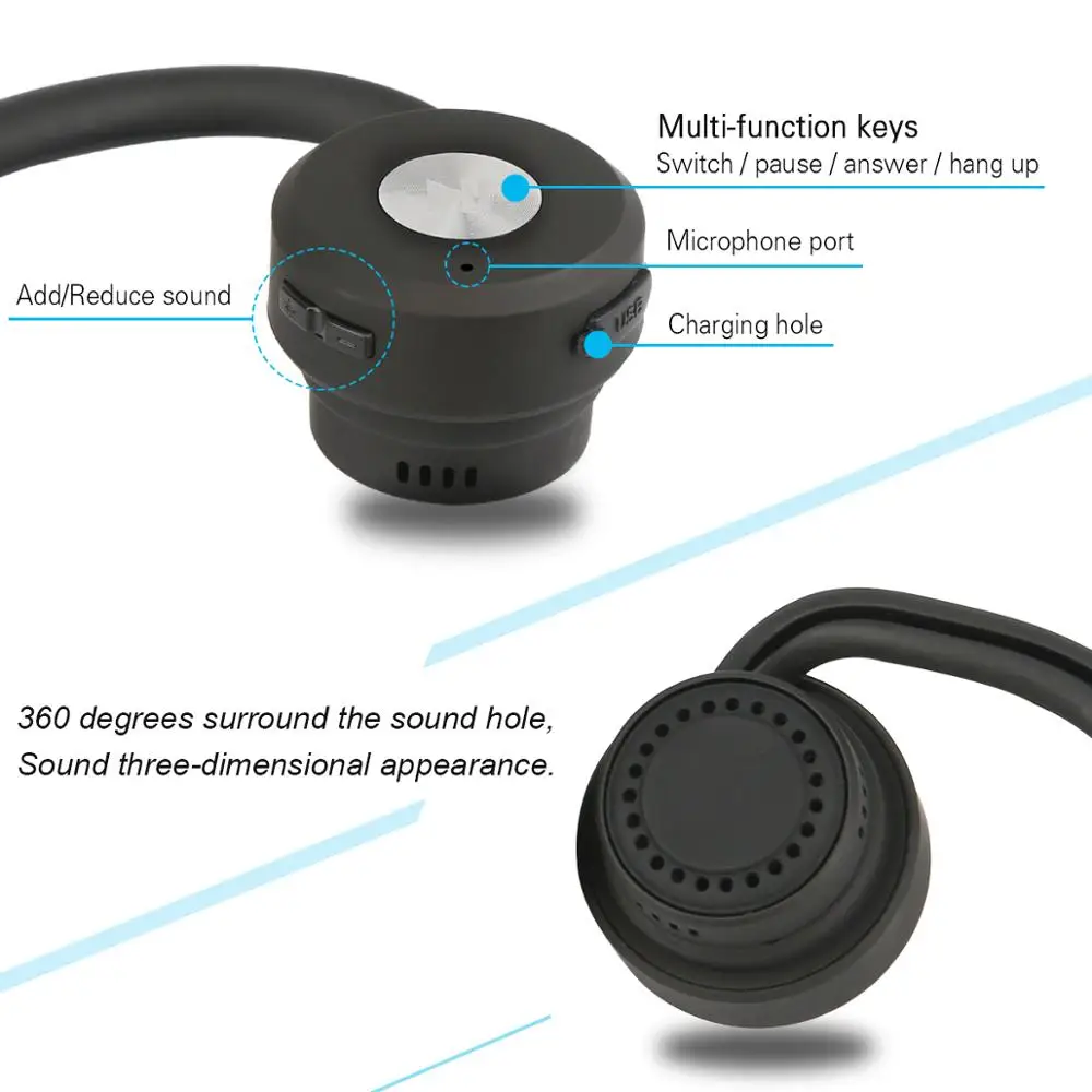 
Earfree foldable neckband bone conduction blue-tooth earphones open ear wireless bone conduction sport headphones 