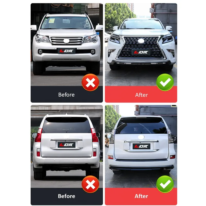 For Lexus 10-17 GX 460 old style change to 18-20 latest style with front and rear bumper assembly and headlamp and taillamp