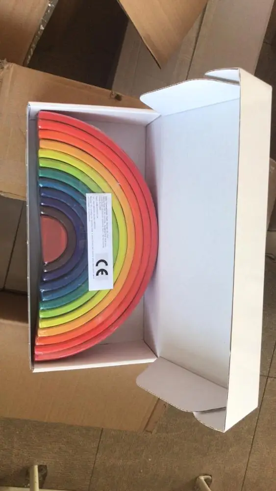  Xiair Rainbow Blocks Wooden Building Educational Toys Stacker For Baby Toddler Montessori