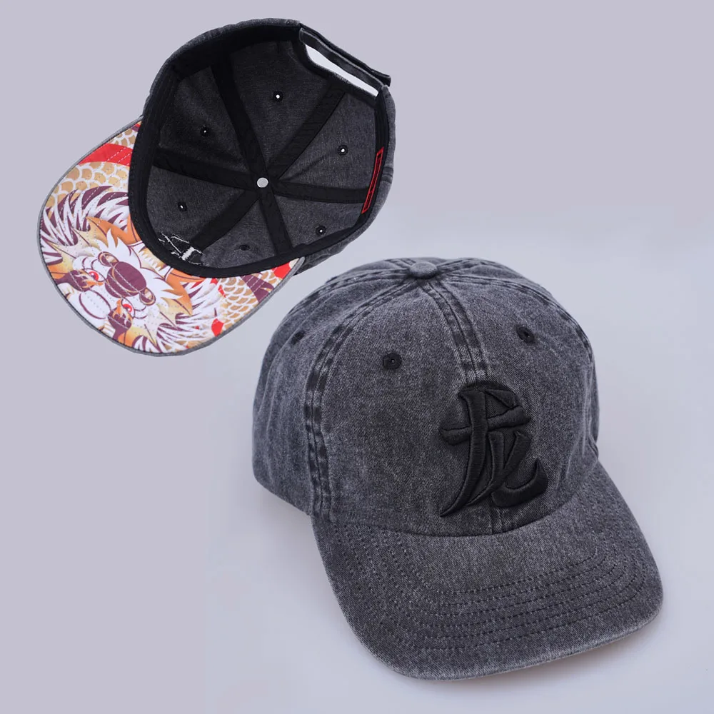 Custom logo 6 panel solid color curved brim baseball hat embroidery logo washed baseball cap