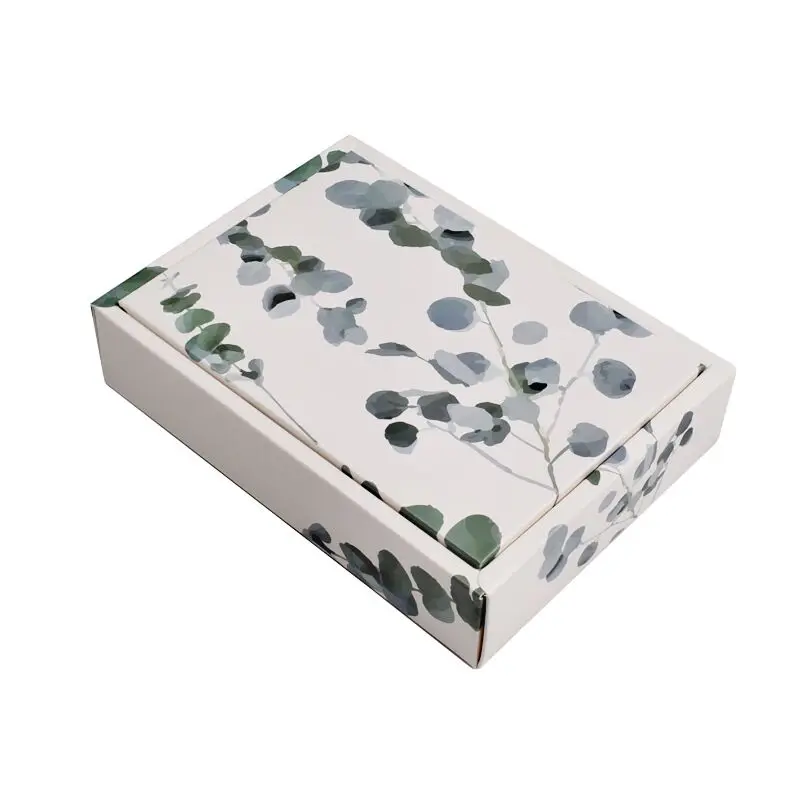 Eucalyptus Globulus Pattern Box with Ribbon for Tea Soap Moon Cake Packaging Gift Paper Box