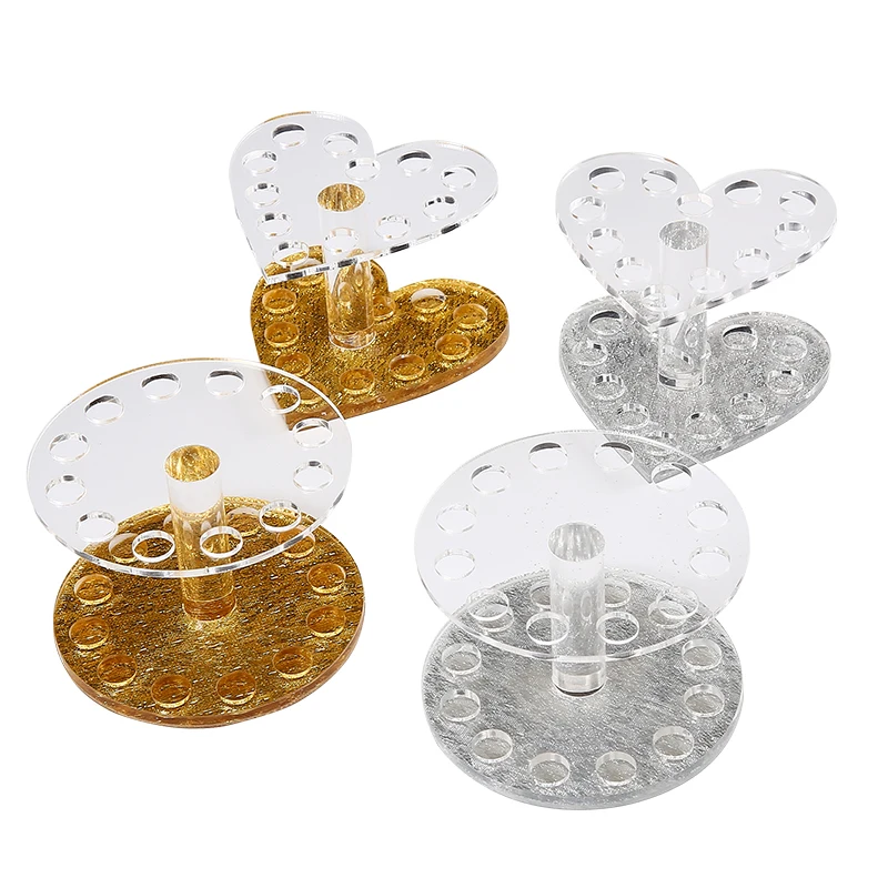 Makeup Eyebrow Pencil Manicure Brush Heart Acrylic Storage Holder 12 Holes Nail Tool Pen Holder