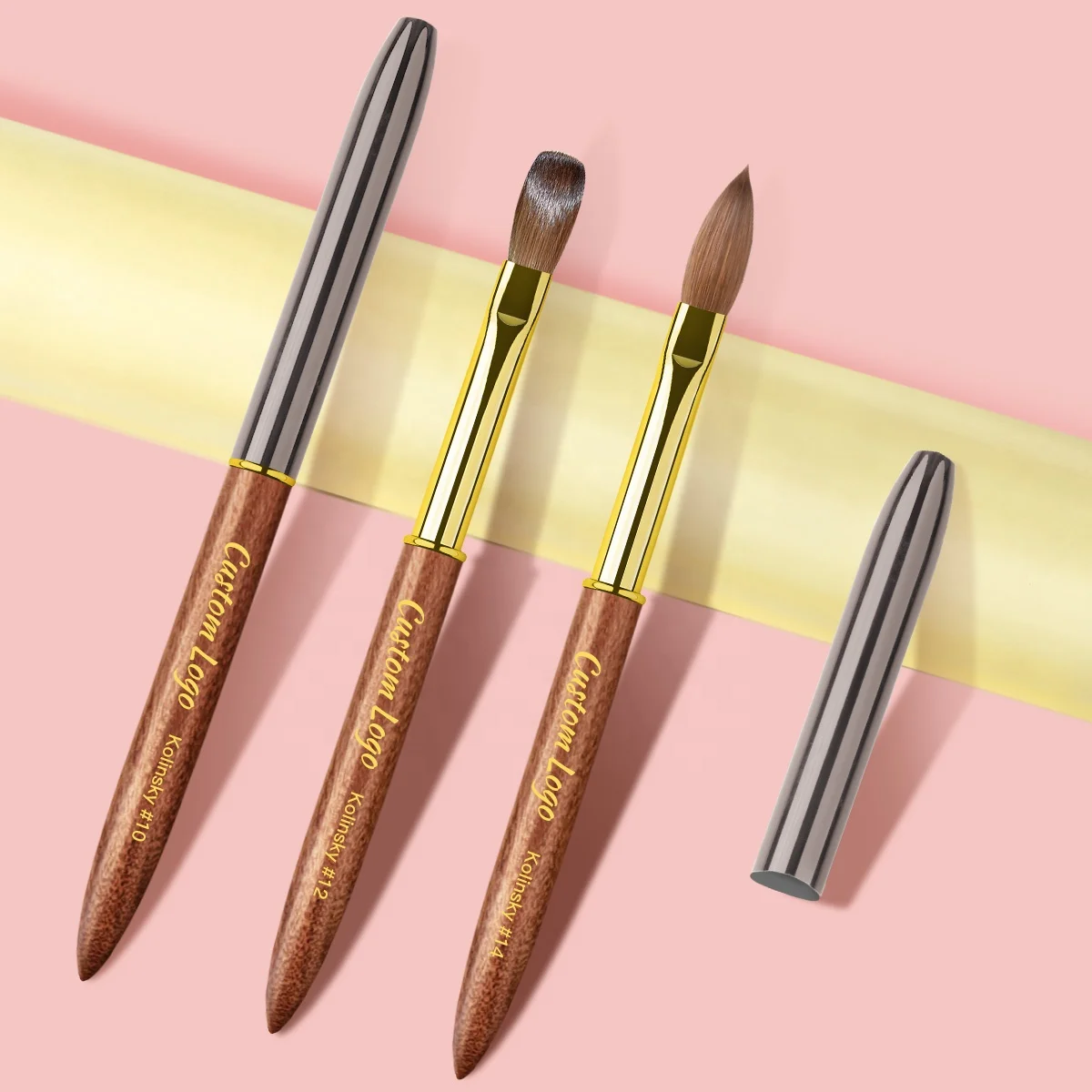 2024 New Top Quality Pincel Kolinsky metal 100 Kolinsky Crimped Acrylic Nail Brush Customized logo