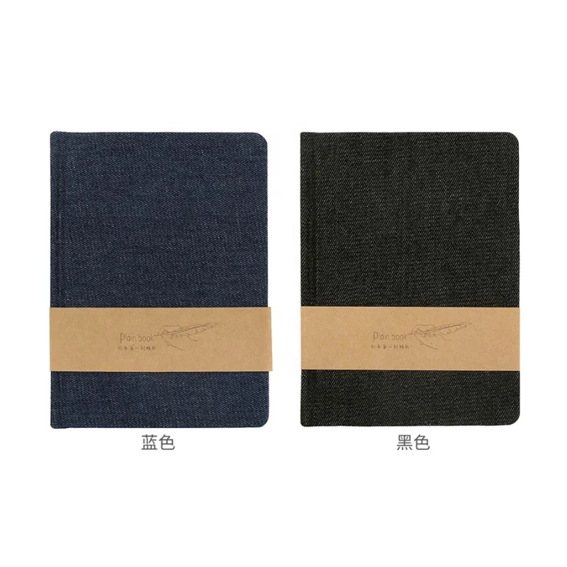 Dark blue & Black Cowboy B6 80g white paper fabric hard cover sketch journal with blank pages