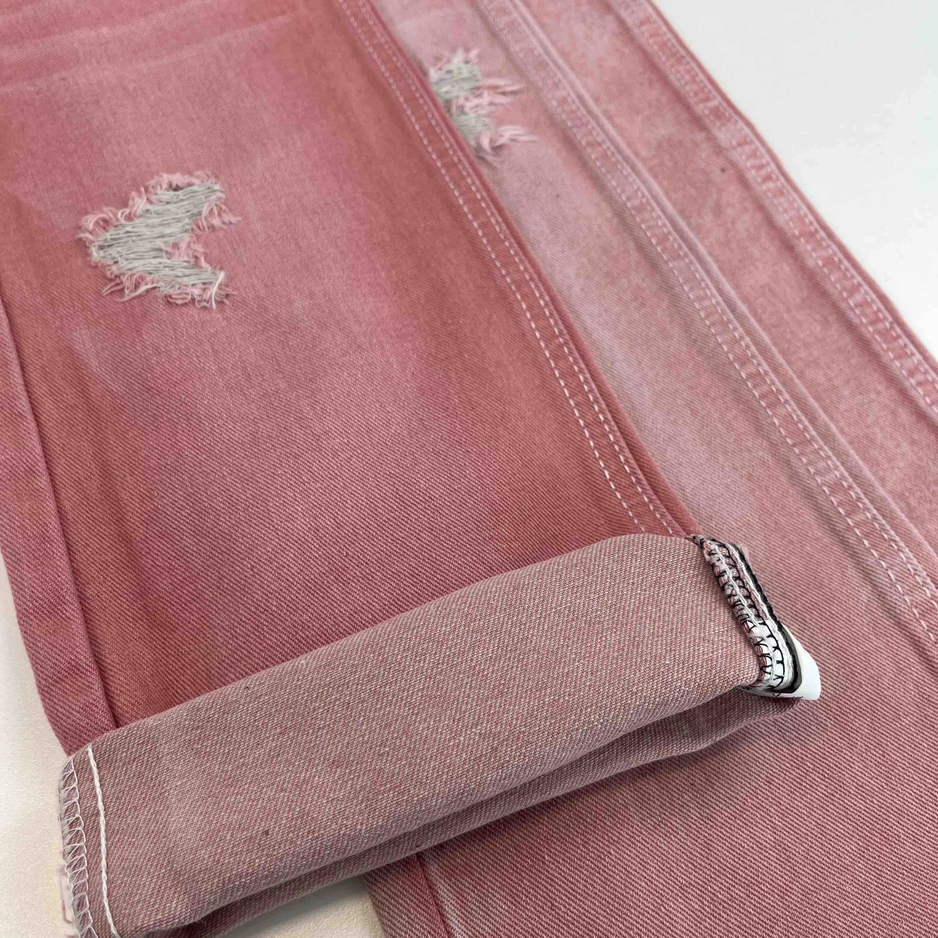 10.5oz Sustainable Fashion Color Twill Denim Garment Fabric High Quality Pink Jean Material Fabric