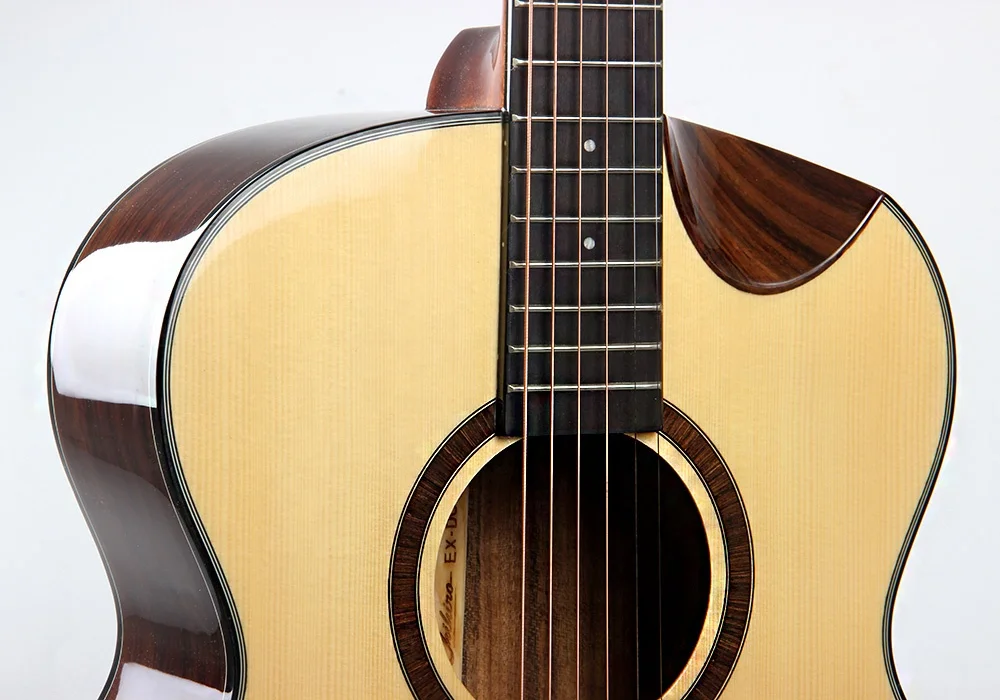 EX-DC50-40   Guangzhou High Grade Solid Wood Chihiro Acoustic Cutaway Guitar Chinese Musical Instrument