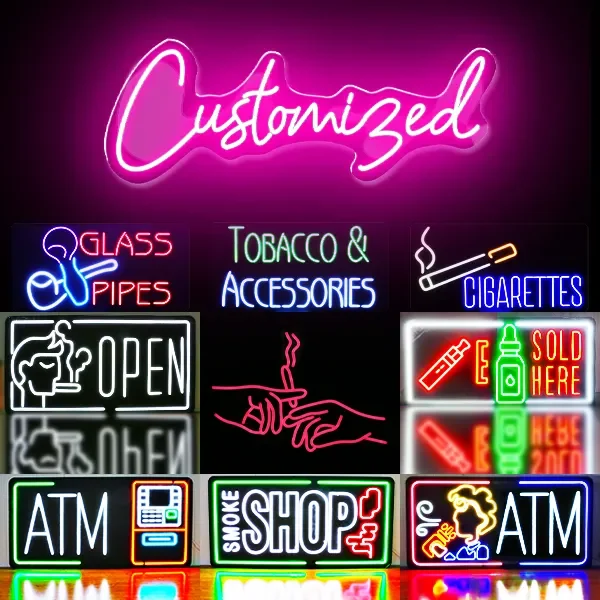 Personalized Smoke Shop Brand Illumination: Acrylic Backlit Sign with RGB LED Neon Flex for Businesses, Bars, or Stores