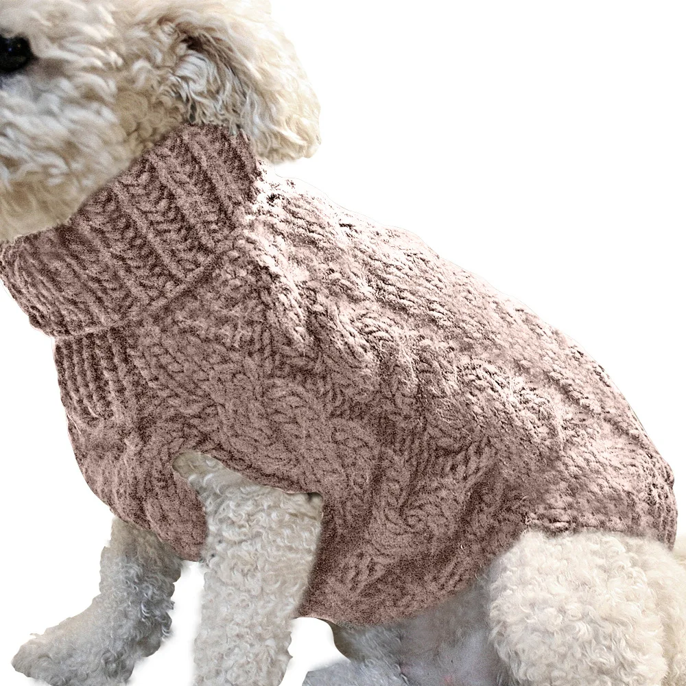VSCOO Custom Winter Warm Wholesale Solid Color Knitted Dog Jumper Cable Soft Pet Clothes Knit Dogs Sweaters