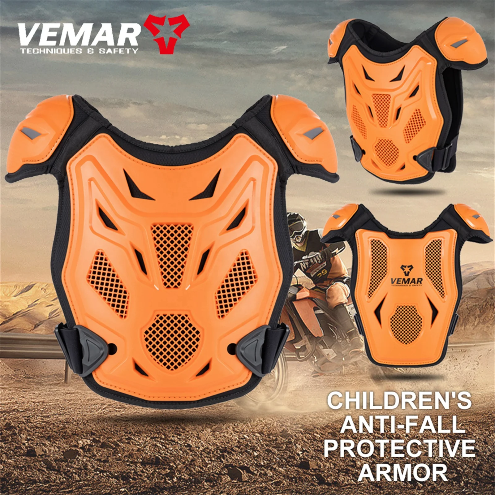 Kids Motorcycle Riding Armor Vest Scooter Back Bandage Bike Bicycle Sports Protective Gear MTB Snowboard Ski Body Protection