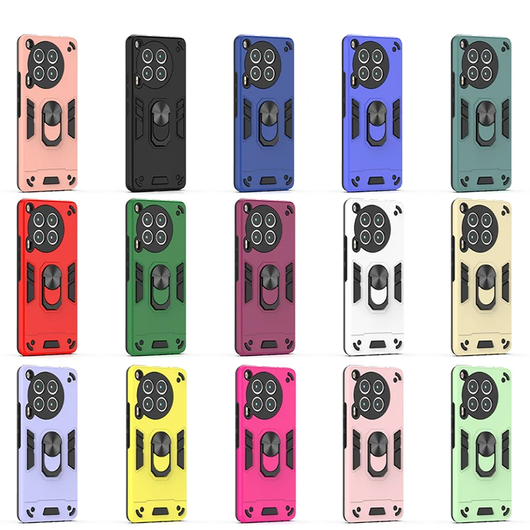 360 rotate ring heavy duty hard armor Case with ring holder kickstand magnetic car mount protective case for Infinix Smart 9