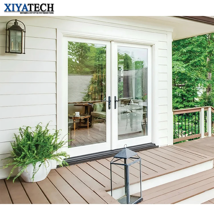 XIYATECH Factory customization modern house interior white aluminium french doors with fiberglass front entry exterior door