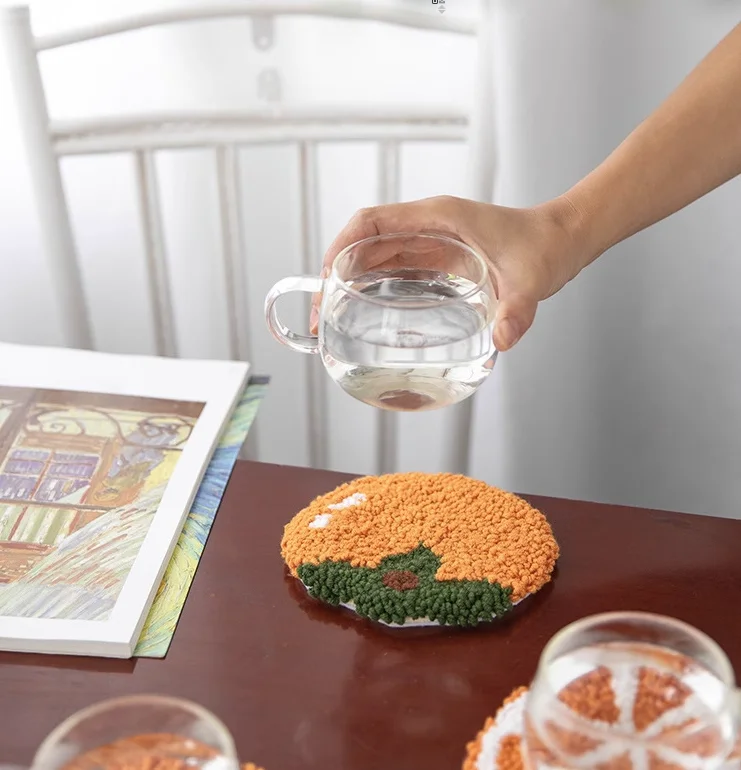 Halloween  Luxury pumpkin  Special Black  white  spider web Customized  design size  Tufted Kitchen Table  tufted luxury Coaster