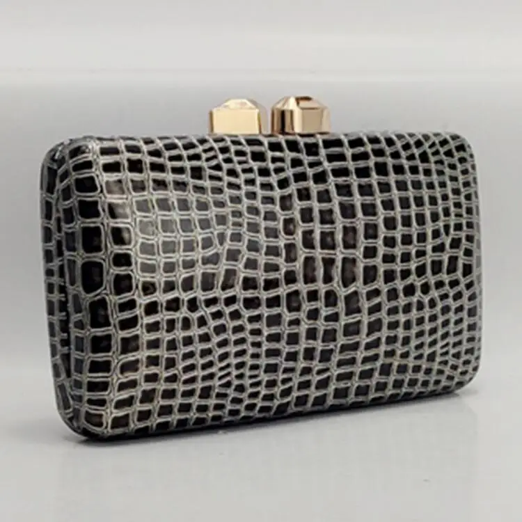 Unique Crocodile Print Dinner Bag Tin Box Evening Handbag PU Leather Ladies Wedding Bridesmaid Clutch Bag