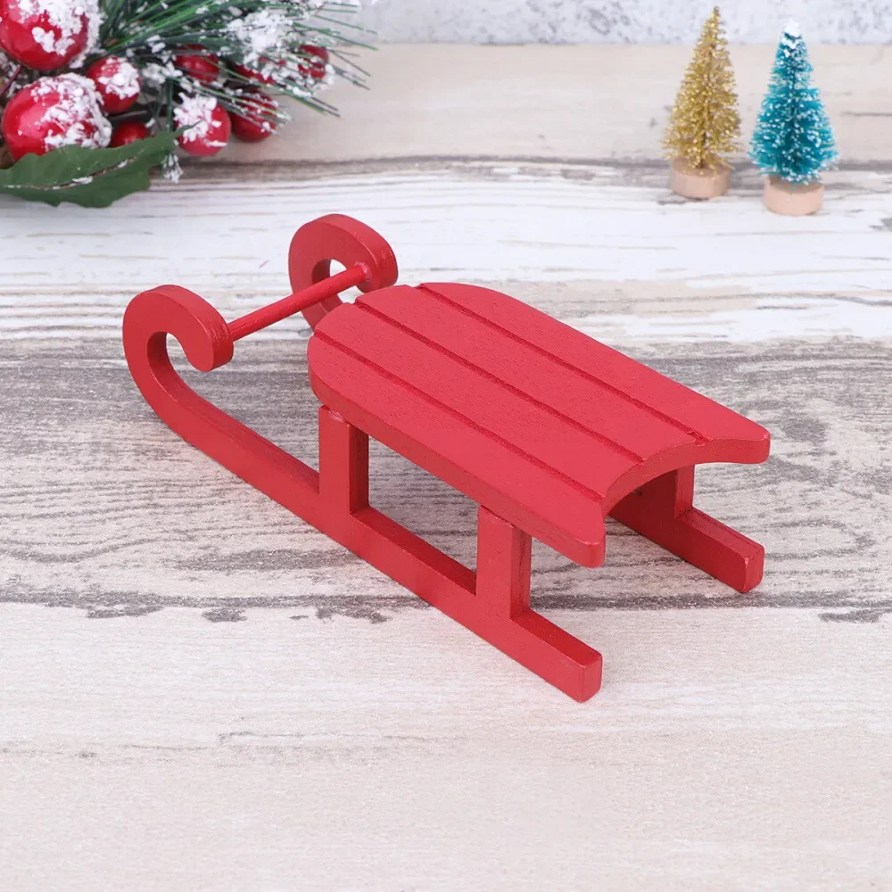 Dollhouse Creative Wooden Miniature sleigh Christmas sleigh desk ornaments scene
