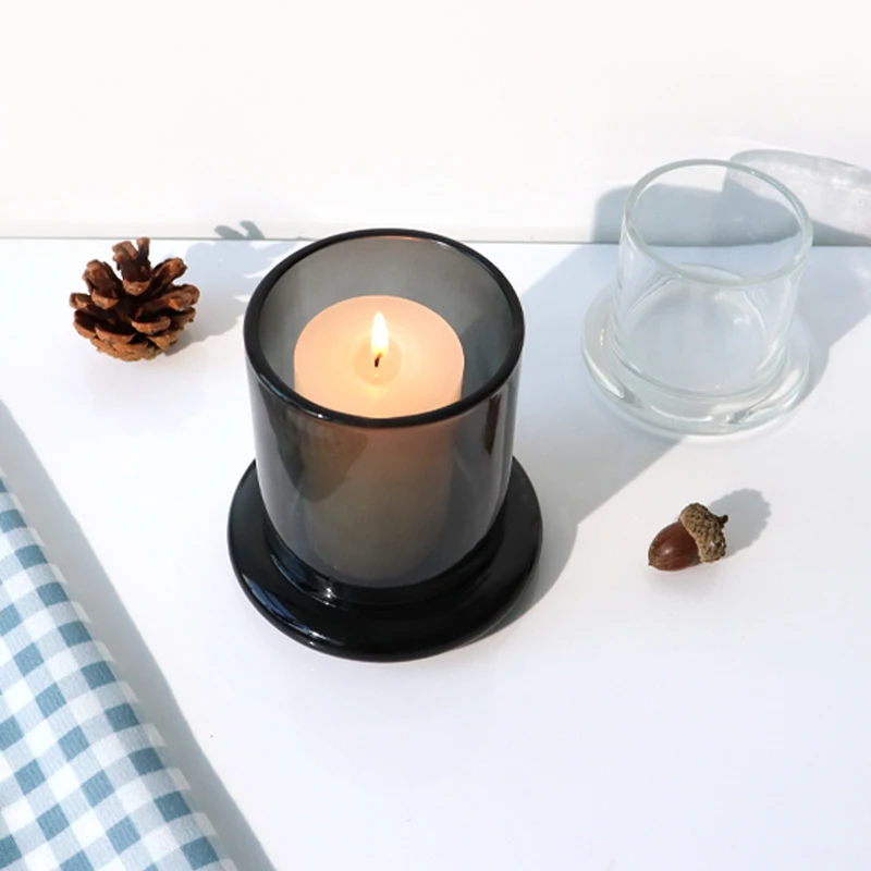 Multiple Colors Glass Candle Jar Scented Wax Cups Containers with Cloche Dome Bell Glass Cover For Gift Christmas Wedding Decor