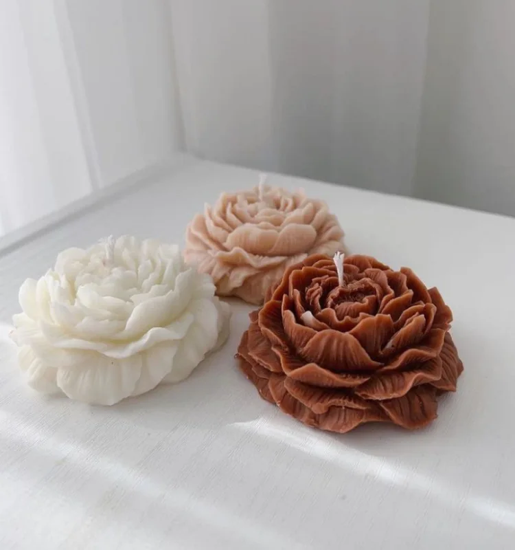 Early Riser 3D Peony Flower Silicone Mold Handmade Aromatherapy Candle Home Decorative Soap Mold