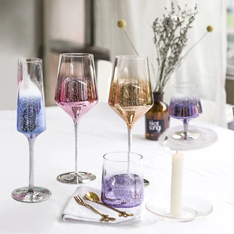 SYL colorful goblets creative starry sky crystal champagne flutes wedding wine glasses decoration party gift cocktail glass