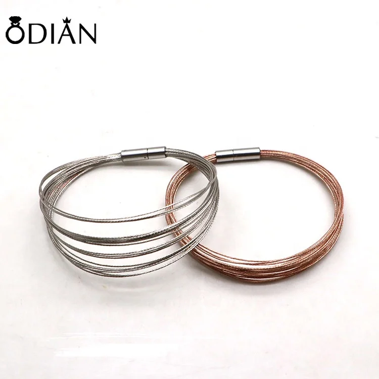 High quality 316L stainless steel cable bracelet twisted cable wire bracelet magnetic clasp