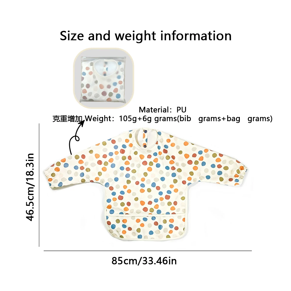 Waterproof Toddler Apron Long Sleeve baby bibs Customization Washable Breathable Pu Bpa Free Baby Easy Cleaning