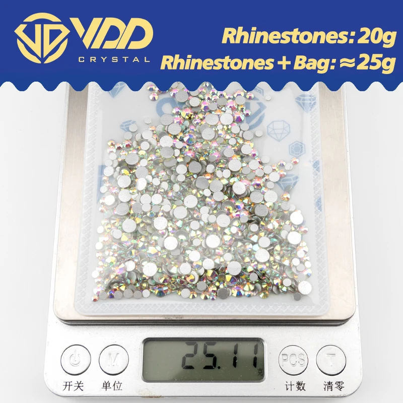 VDD 125 Sun Shine Mix Size SS6-SS20 High Quality Glass Rhinestones Crystal Flatback  Stones For Nail Art DIY Crafts Decorations