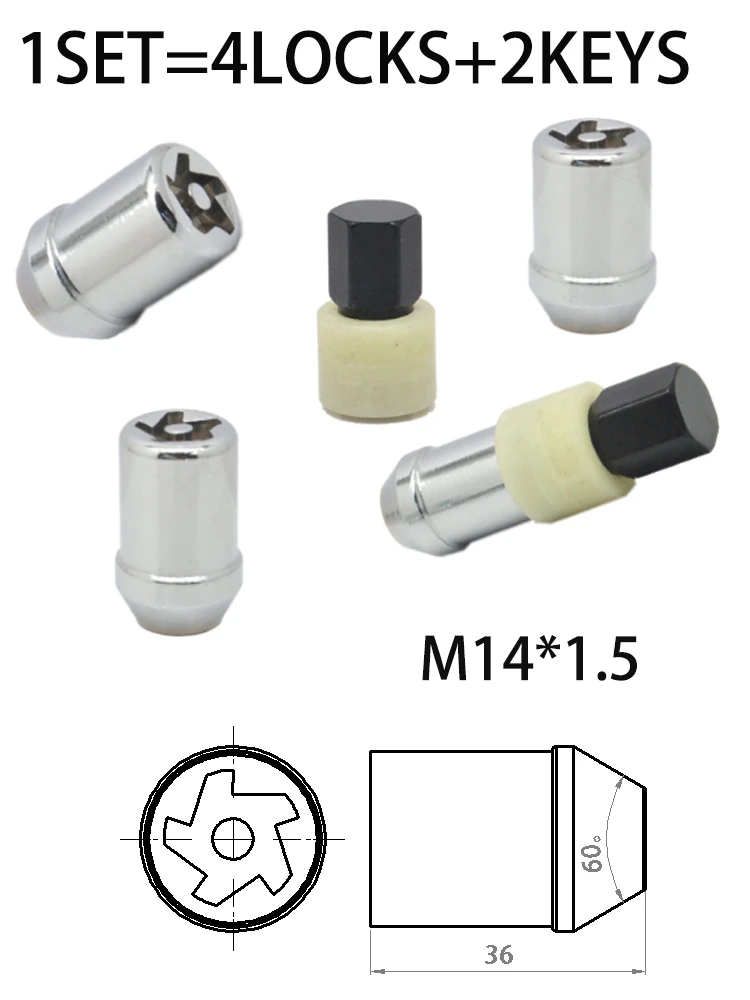 Гайки блокировки колеса для Acura Honda Nissan Mazda Hyundai kia Chevrolet Buick Cadillac Doge Ford