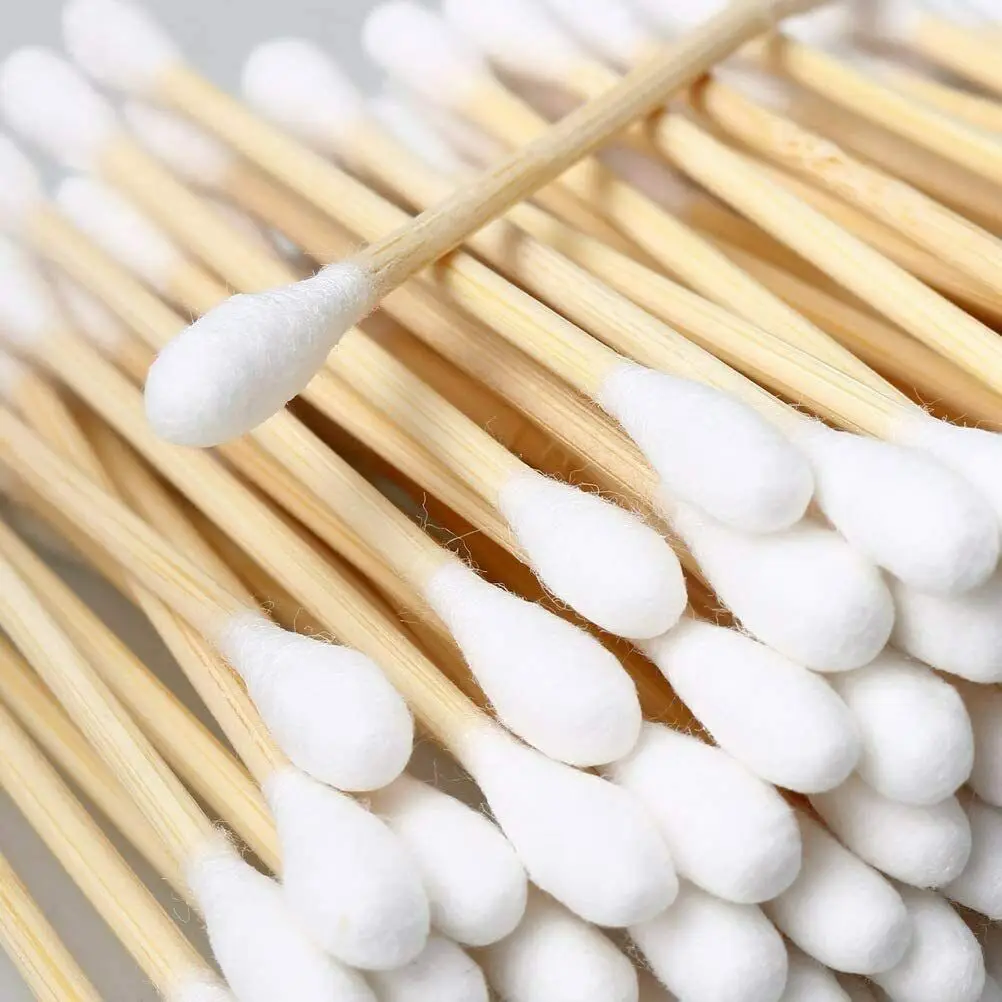 Hot Selling OEM Double-headed Biodegradable Sticks Ear Buds Cotton Swabs Bamboo With Box
