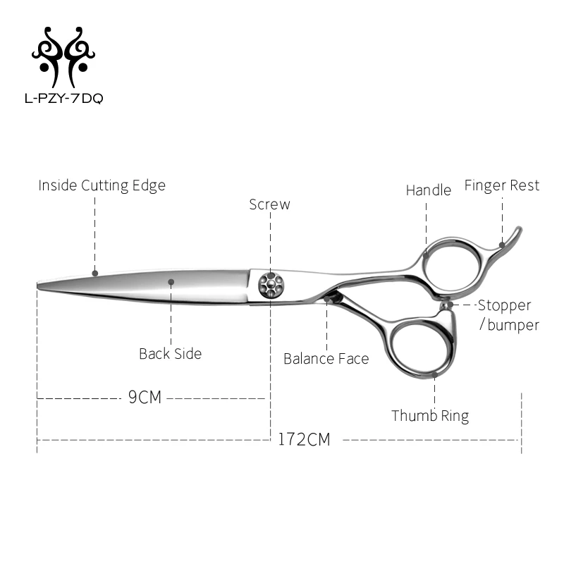 Professional 440C Japan Silver Color Hair Scissors for Barber Shop