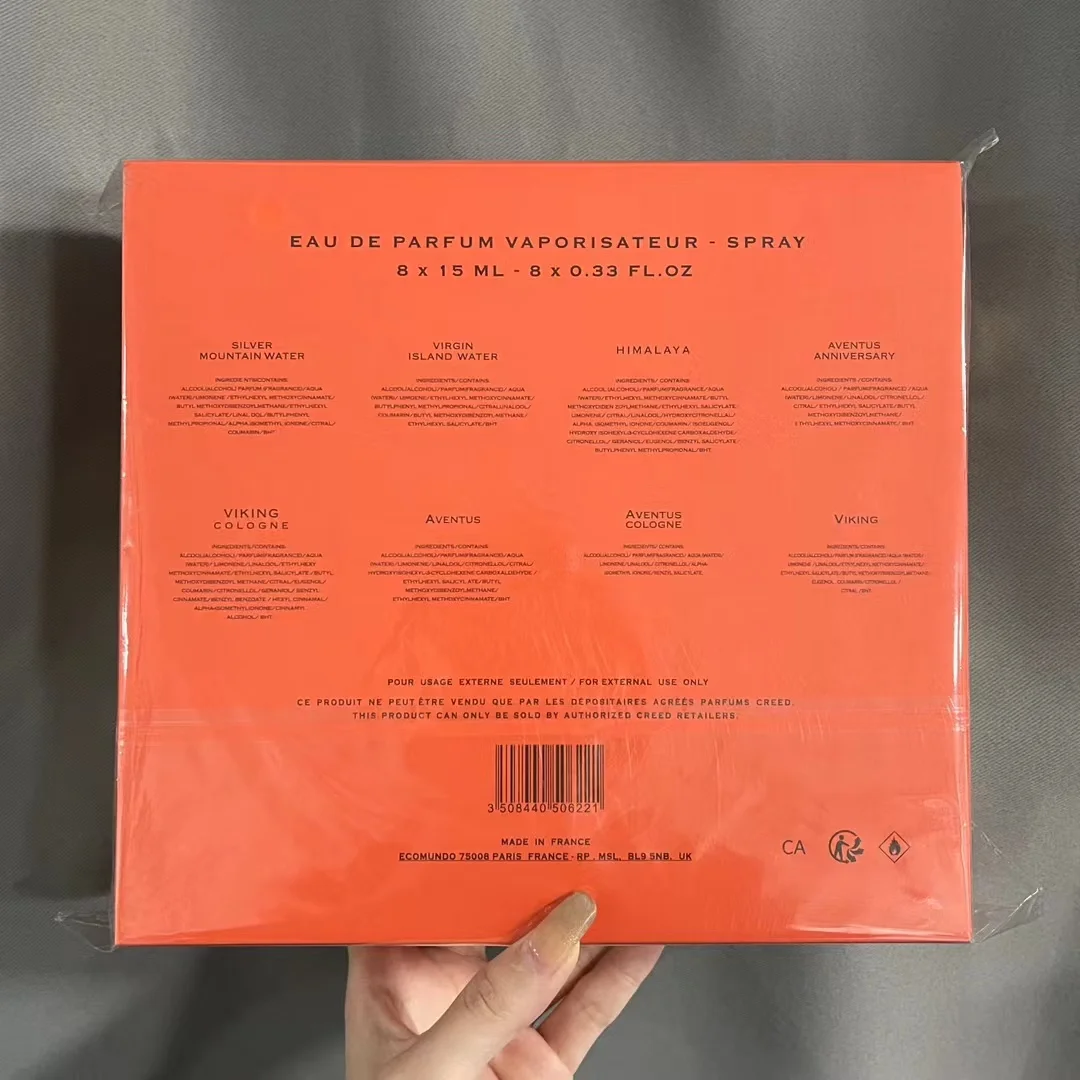 Best Quality 8*15ml Hot Brand Eau De Creed Perfume Vaporisateur Spray Gift Set For Men