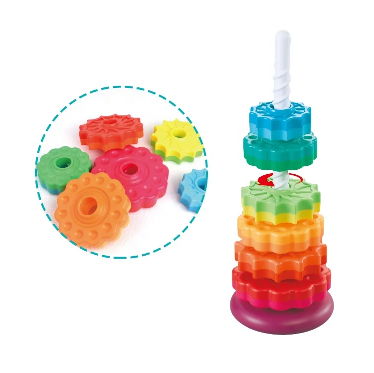 Early educational Colorful Learning jogo de cerebro Denkspiel beyin oyunu Rainbow Revolving Tower Playing Kids toy