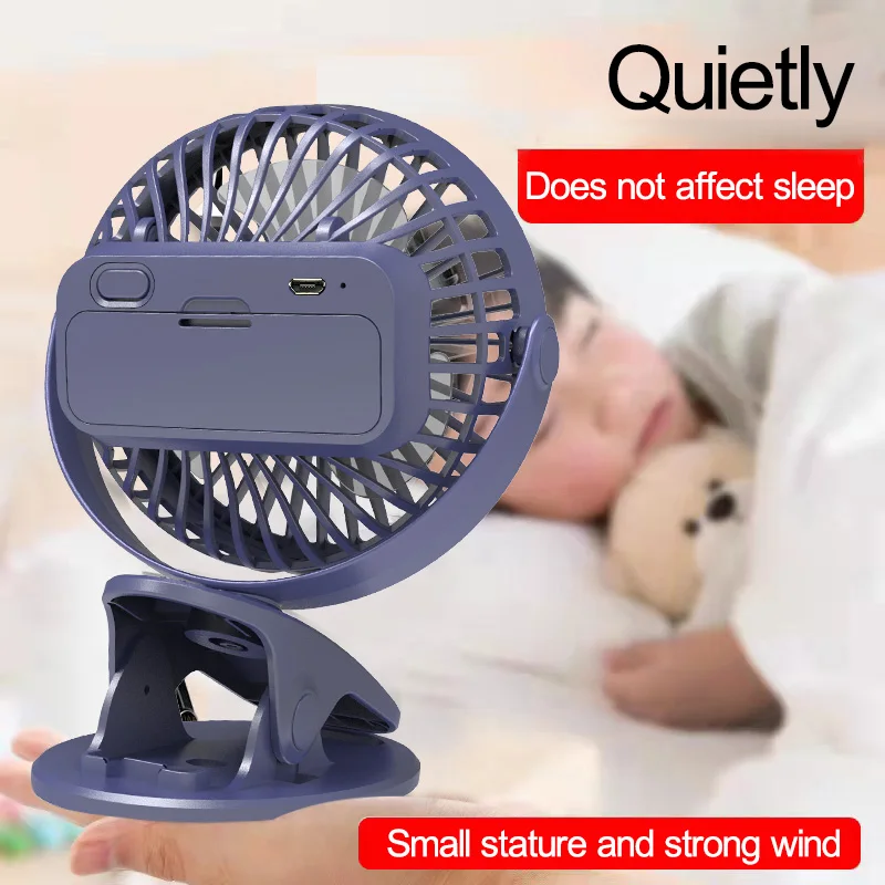 Summer Air Cooling Portable Mini Fan 3 Speeds Stand Clip USB Rechargeable Table Handheld Fan