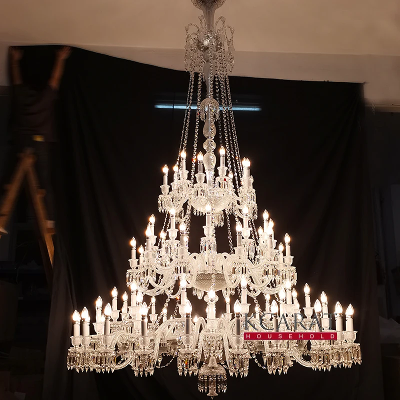 French luxury crystal chandelier Hotel engineering custom chandelier 84 lamps clean crrstal