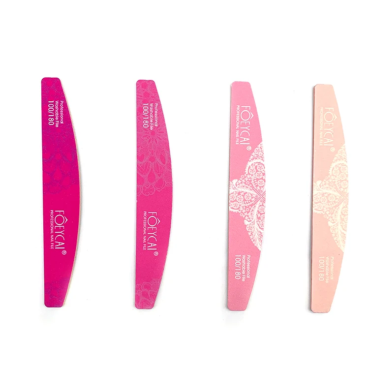 Korean white sandpaper wholesale 80 100 180 grit washable custom printed pink nail files with logo
