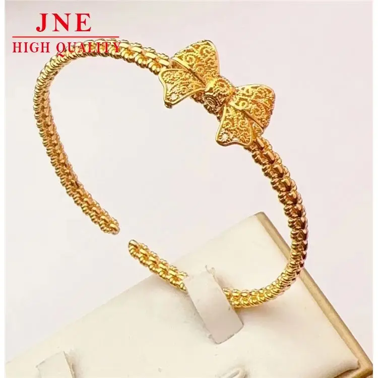 Vietnam Gold Lianxing Princess Brass Gold-Plated Filigree Bow Open Wedding Bracelet Factory Wholesale