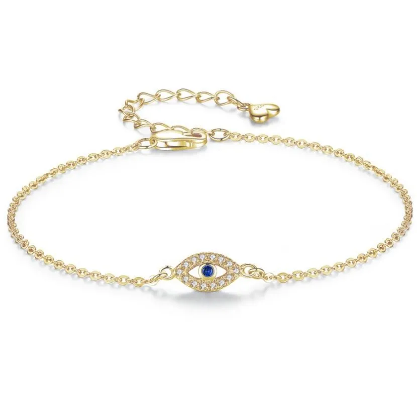Wholesale evil eye bracelet CZ paved 925 sterling silver jewelry evil eye jewelry for women