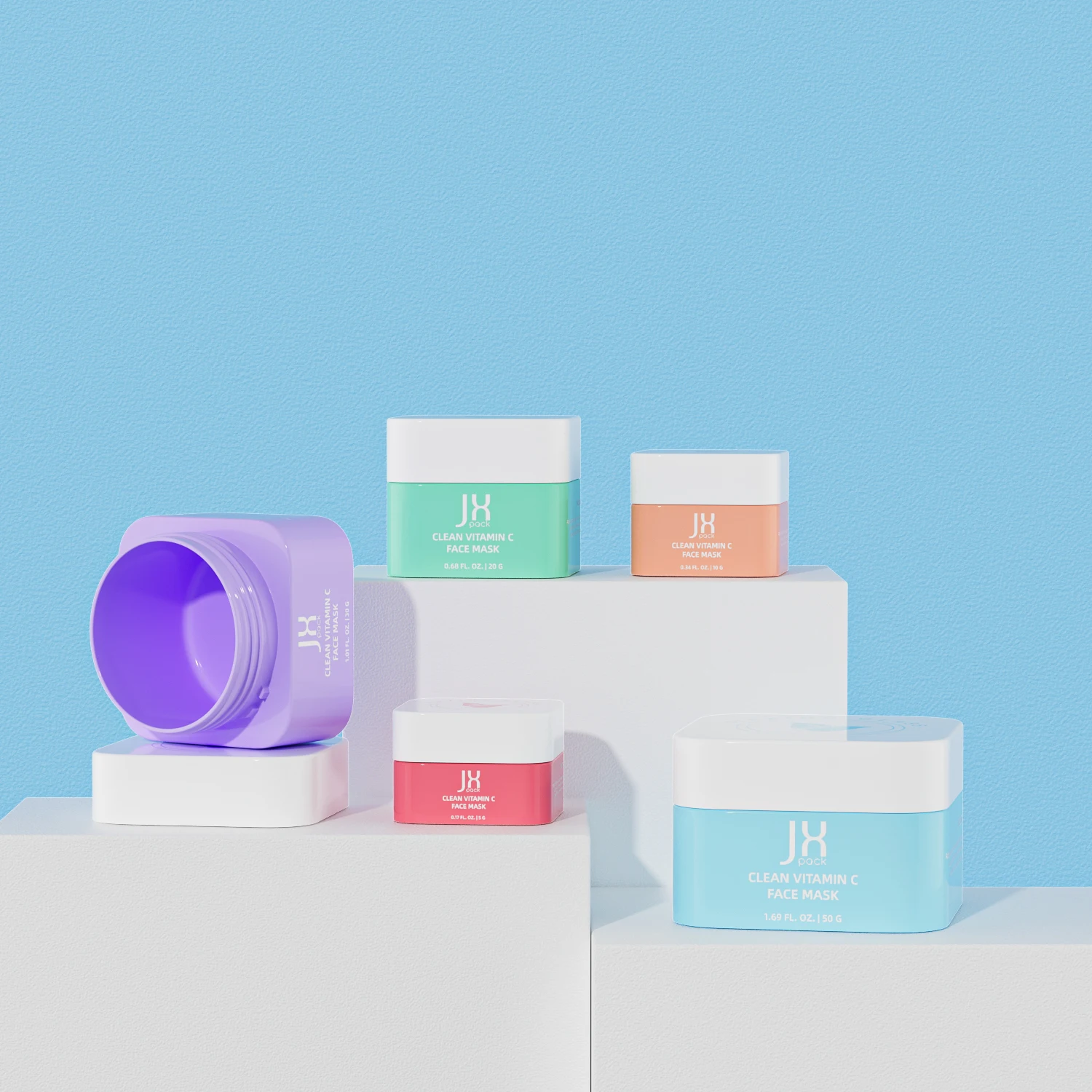 new square 5 10 20 30 50 pots cosmetic jar body scrub container empty PET plastic jars with plastic lids