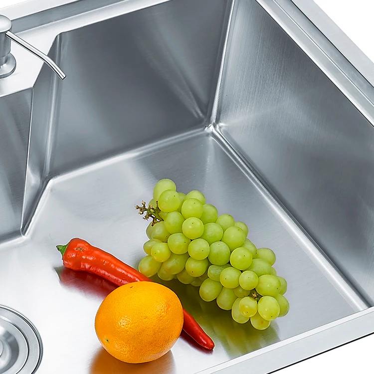 Above counter basin square shape 1 bowl stainless steel thick handmade kitchen sink dishwasher