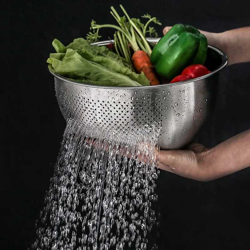 Irregular inclined bottom multipurpose stainless steel 304 wash drain rice sieve fruit vegetables kitchen colanders & strainers