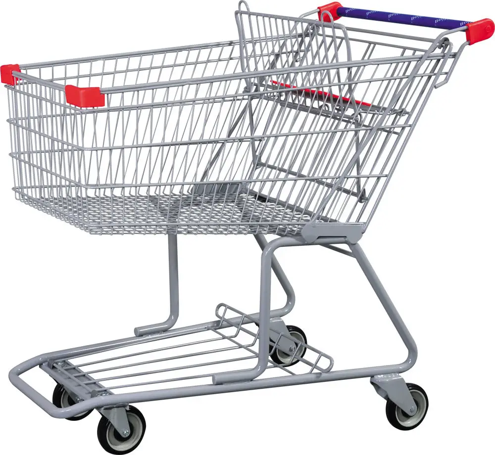 America-style Shopping Cart Large Size Supermarket Metal Cart Store Shopping Trolley with Seat