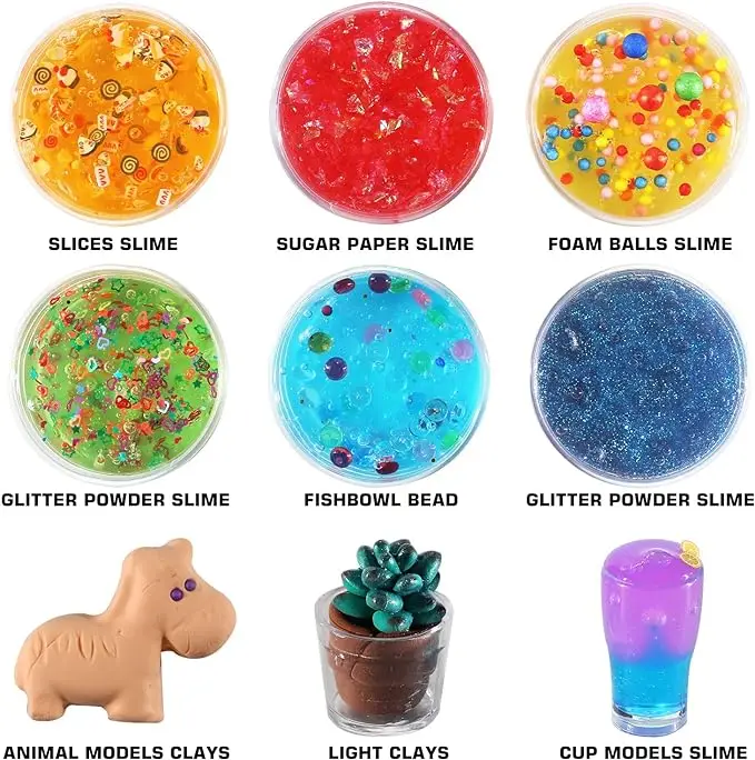126 Pcs DIY Slime Making Kit for Girls Boys  Birthday Idea for Kids Age 5+ Ultimate Fluffy Slime Supplies Include Crystal Slime