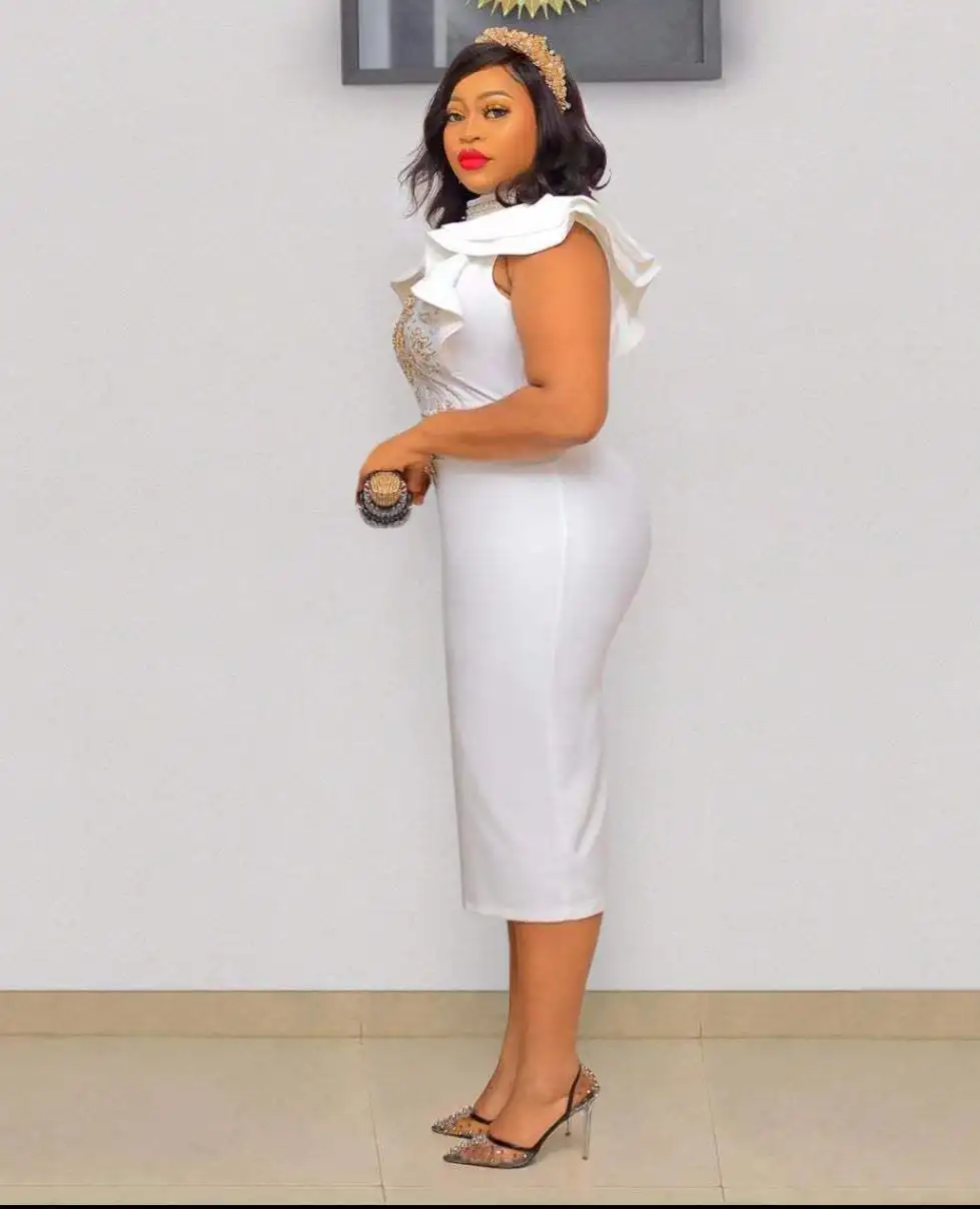 J&H 2023 new arrivals beaded career dresses for women elegance bodycon midi dress high quality summer casual dress