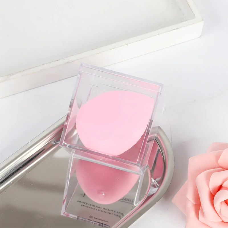 Квадратный прозрачный акриловый контейнер для хранения с логотипом на заказ, маленькая коробка для конфет, пластиковый держатель для растушевки косметики, косметики, губки для макияжа