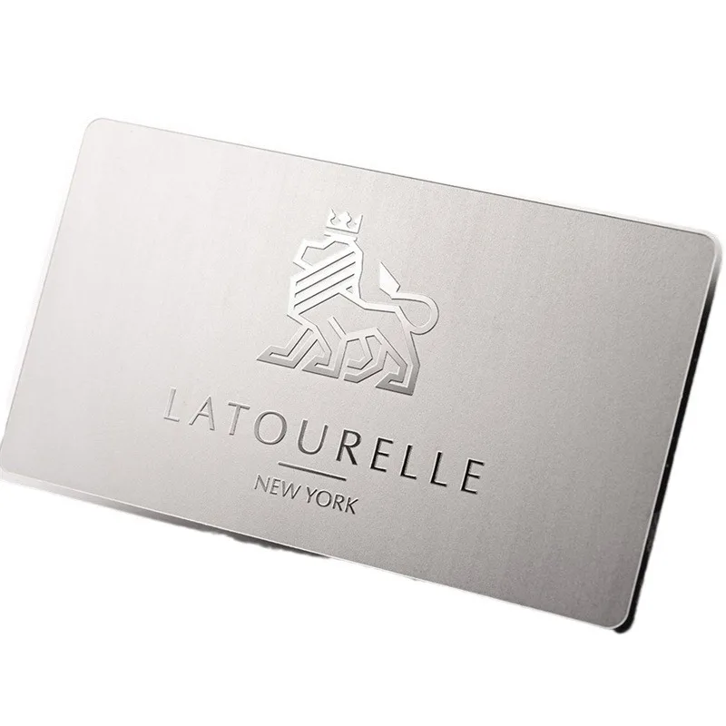 High Quality Customized Printed  Brand Name Logo Laser Cut Metal Business Card Laser Engraved Metal Card Business