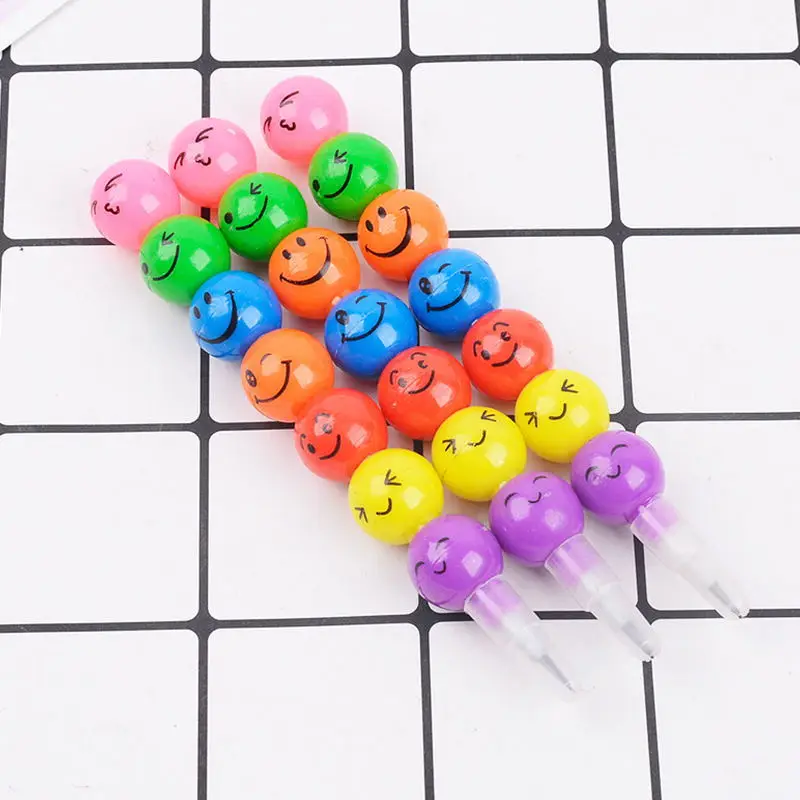 New Originality Whosale High Specifications Students DIY Funny 7 Colors Building Smiling Face Pencil
